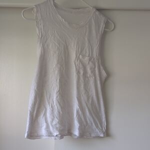 White Sleeveless Top with Pocket